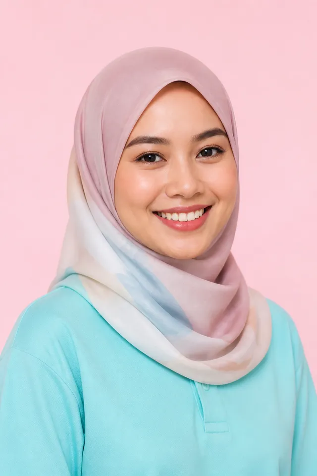 Penyelaras operasi Joy Family Hub tersenyum memakai hijab